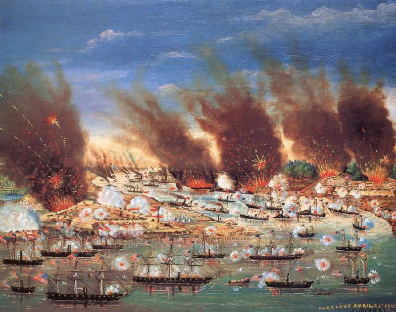 unknow artist Farragut-s Fleet Passing Fort Jackson and Fort St.Philip,Louisiana